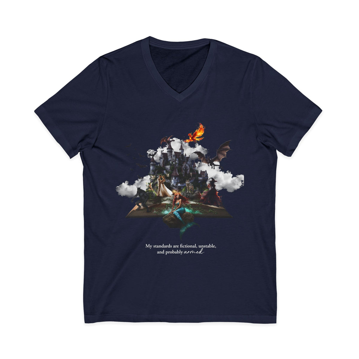 Standards: Fictional, Unstable & Armed V-Neck | Unisex Fit Tee